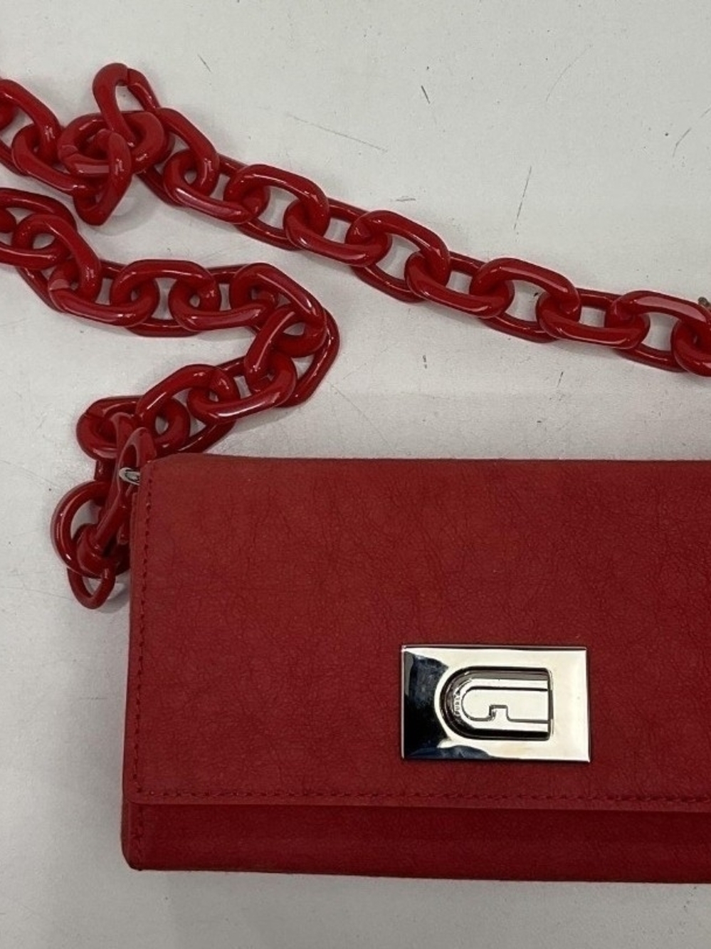 Furla Red Bloom Bag with Silver Turn-Lock